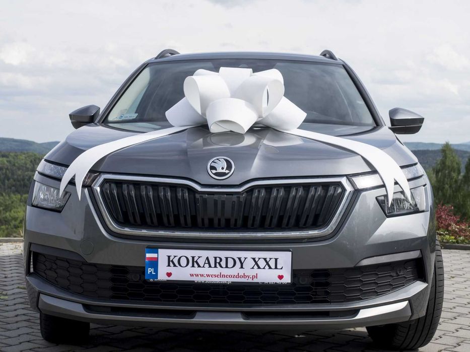 Duża BIAŁA Kokarda na Auto Samochód Prezent DARMOWA DOSTAWA