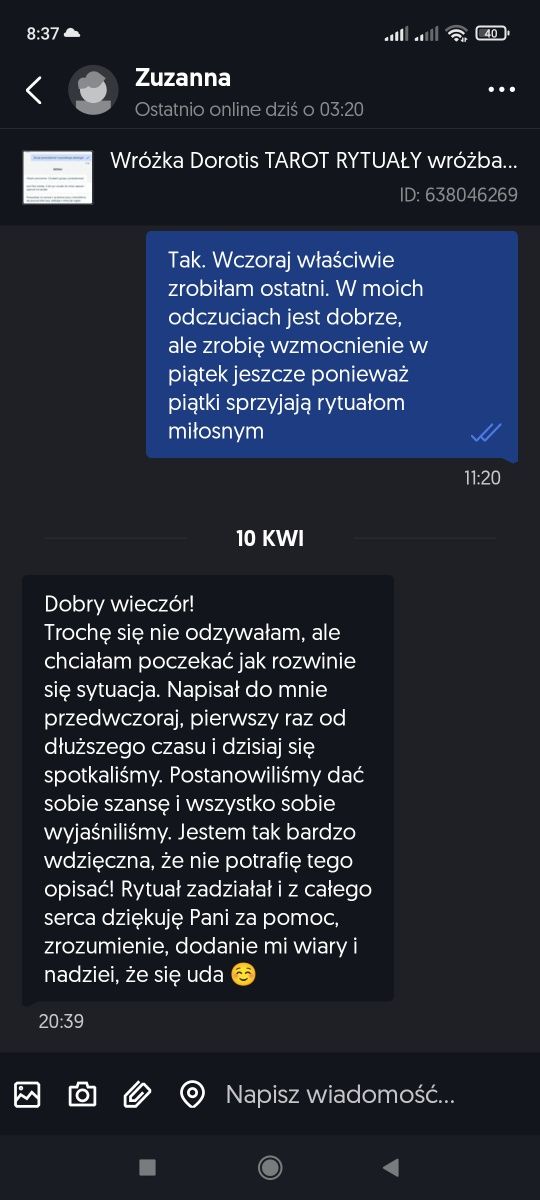 Wróżka Dorotis TAROT RYTUAŁY wróżba Odpowiedż PRZED zaksięgowaniem