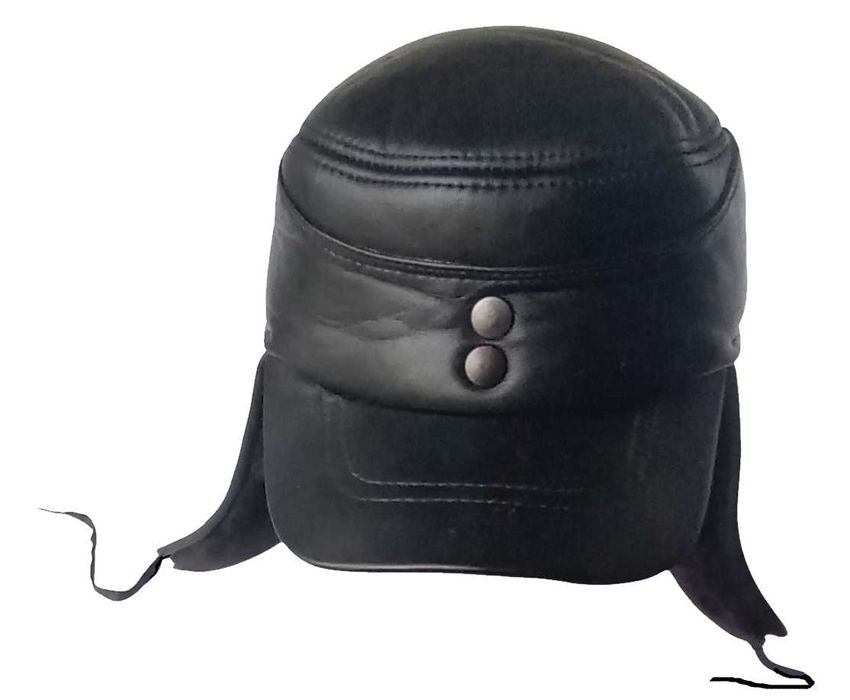 Зимова чоловіча шапка з натурольного хутра чорна р.60