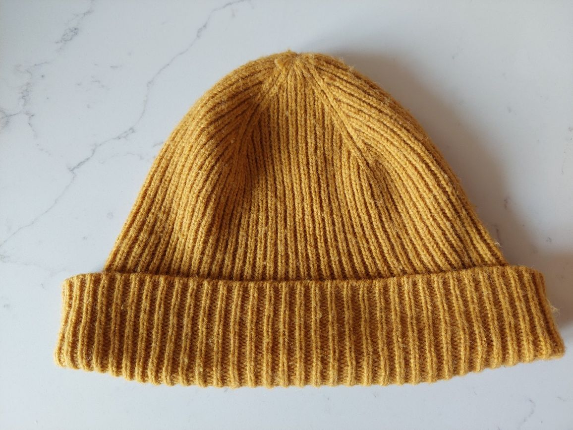 Czapka na zimę z wełną beanie H&M musztardowy