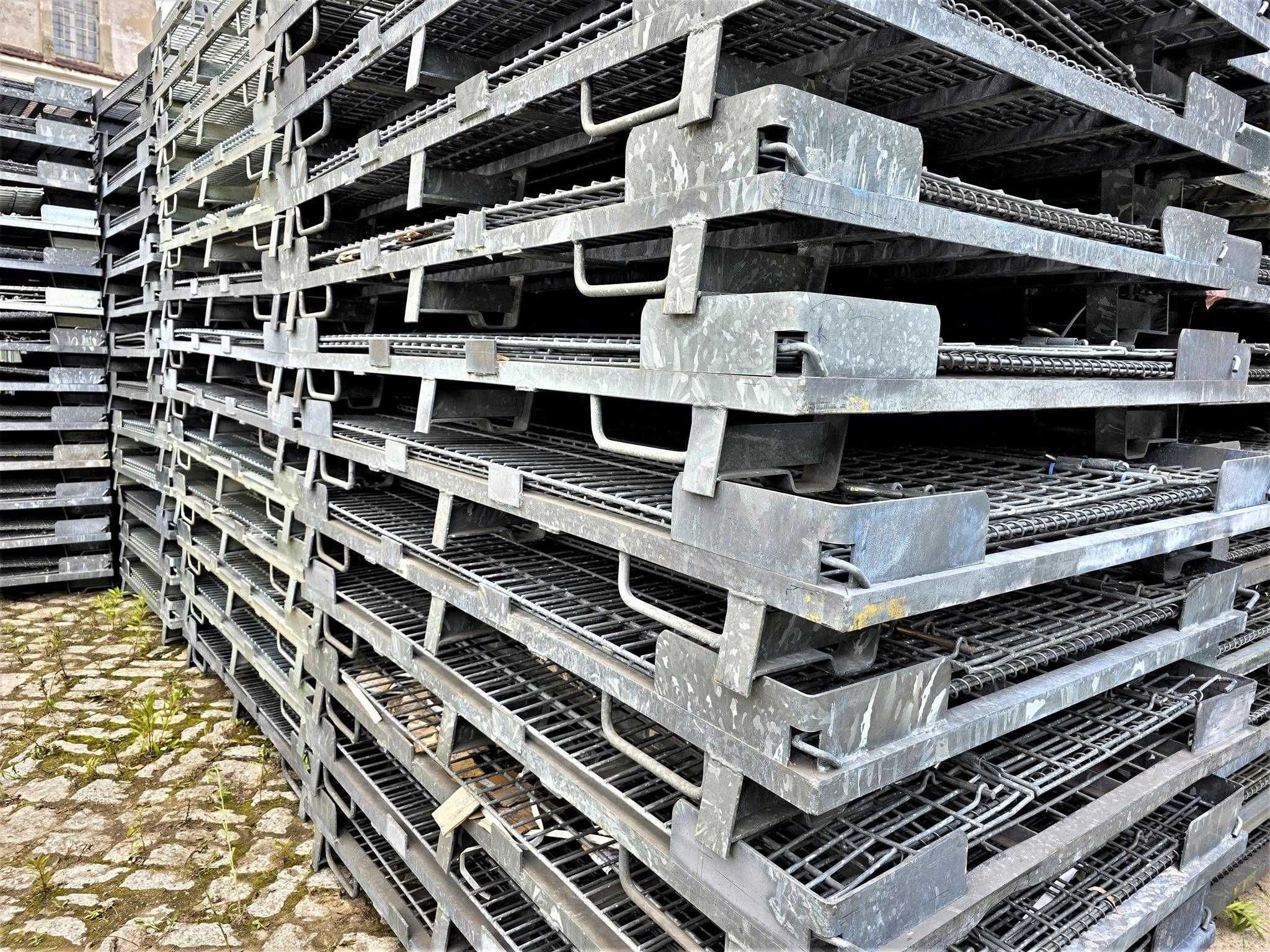 Kosz Siatkowy Składany Metalowy Gitterbox Pojemnik Magazyn 120x110cm