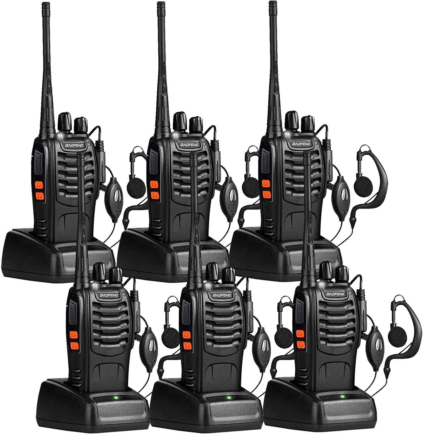 KIT 6x Walkie Talkies - Intercomunicadores Rádio + Acessórios - NOVOS