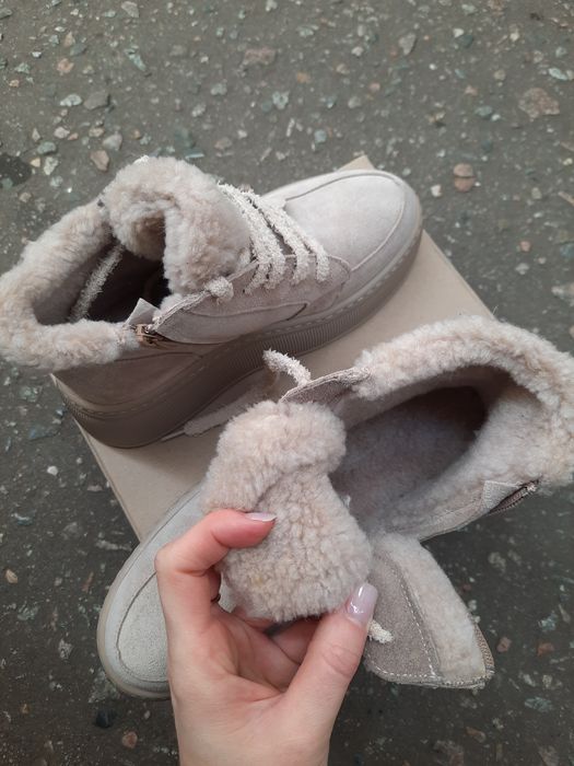 Зимові черевики хайтопи Тедді натуральний замш