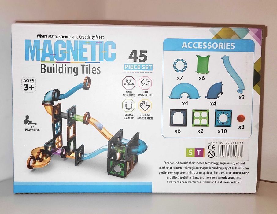 Nowe klocki magnetyczne 3D edukacyjne Tor Kulkowy 45 sztuk #81
