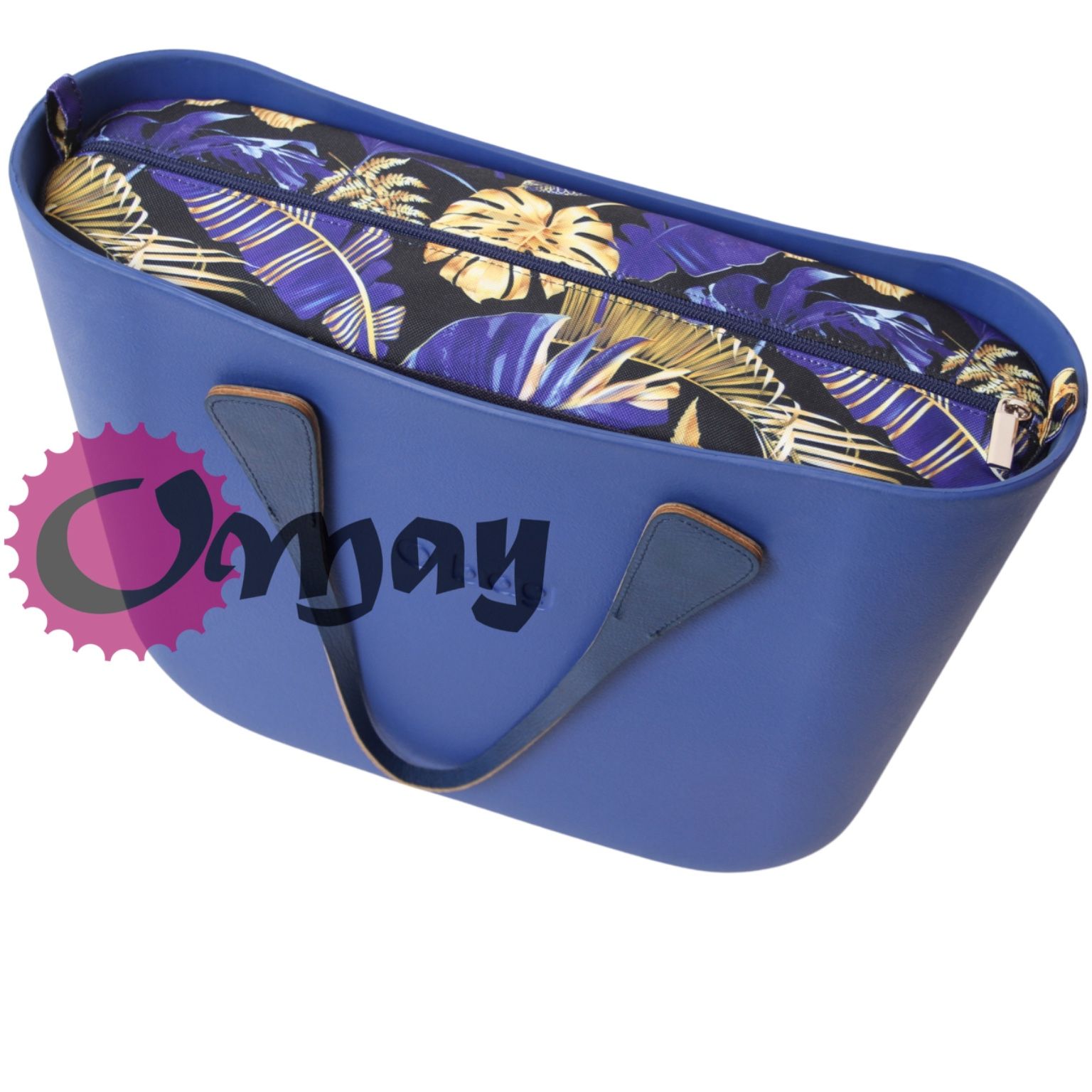 Granatowy organizer do OBAG STANDARD liście złote 2 kieszenie OMAY