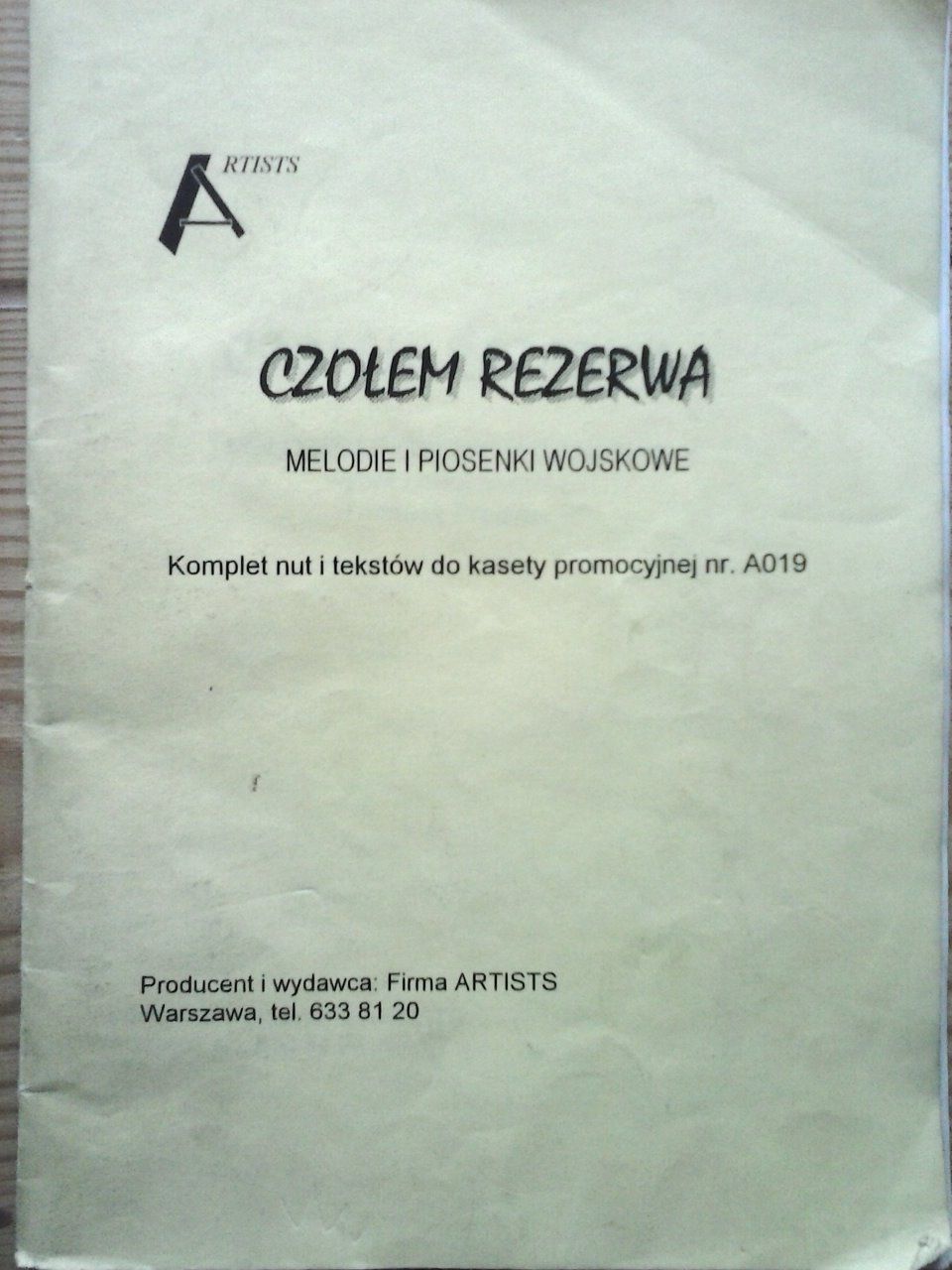 Śpiewnik Czołem rezerwa Piosenki wojskowe.