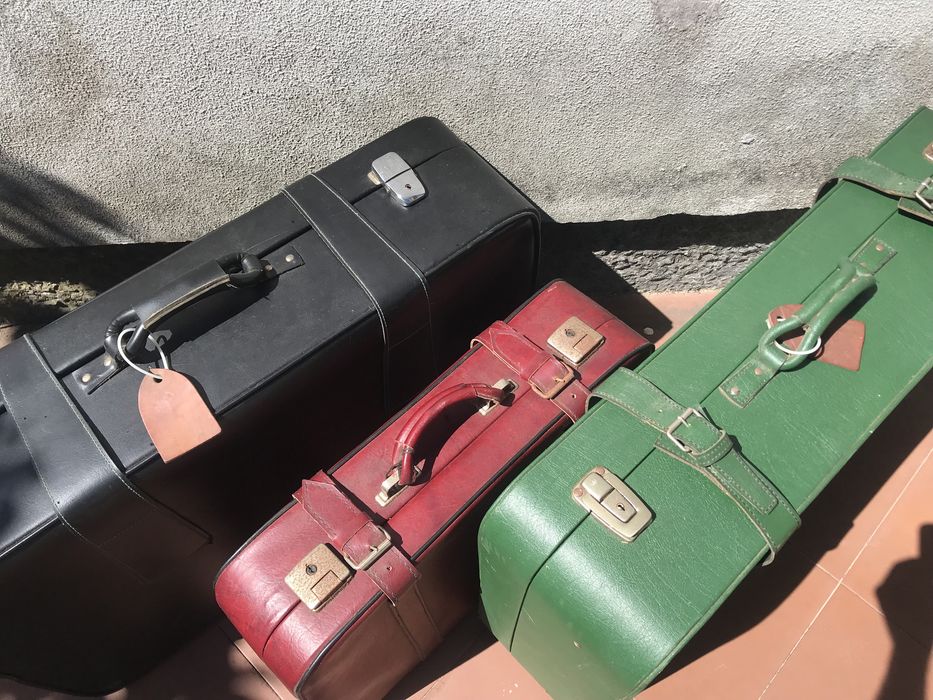 Malas vintage de cabedal lote de 3