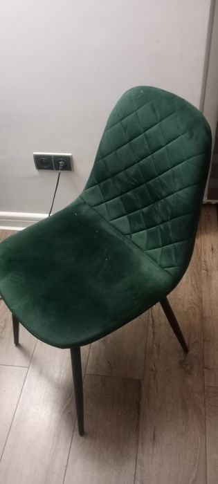 Zestaw 4 Krzeseł welurowe butelkowa zieleń