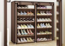 Тканинна шафа для взуття 12 полиць Storage Wardrobe 2712 Коричневий