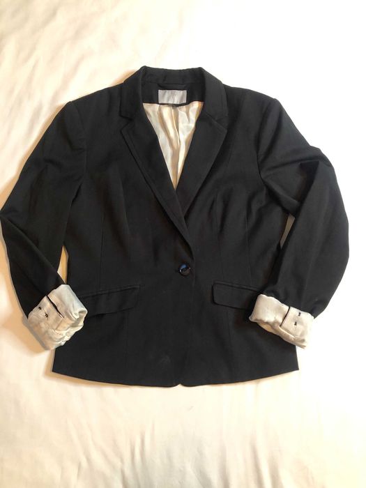 Marynarka H&M czarna z wełna na zimę zimowa żakiet