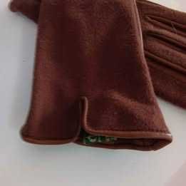 Luvas de senhora de cor castanha em pele/cabedal *