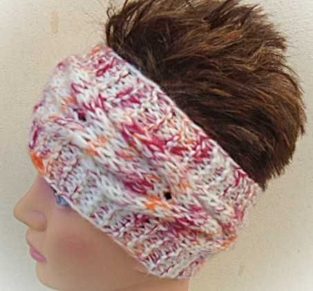 cieplutka opaska na głowę ecru z wkręceniami kolorów