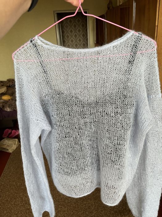 Свитер паутинка из кид мохера желтый размер s\m