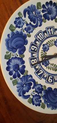 Zegar niebieska ceramika Włocławek 30,5 cm