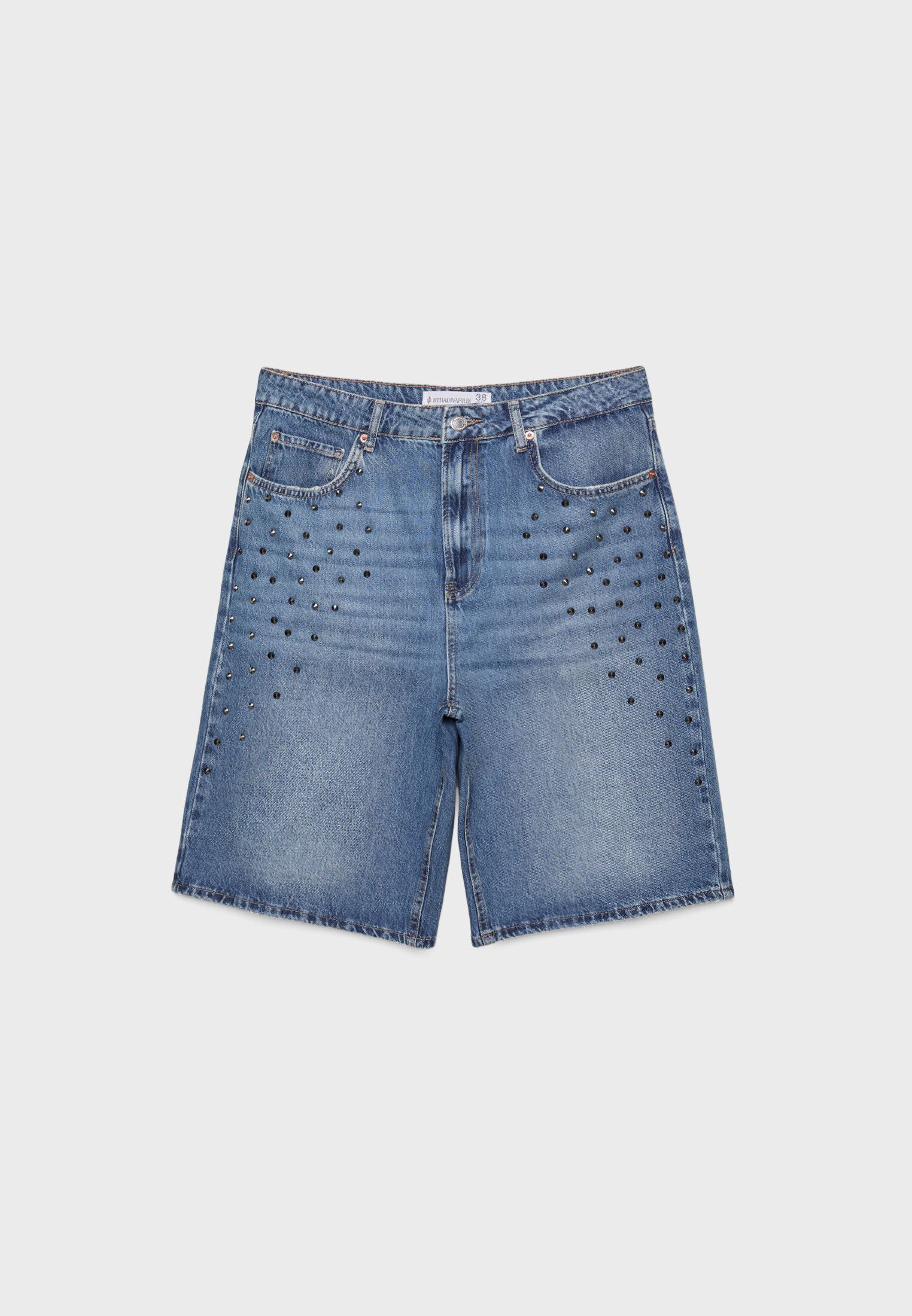 Calções Bermuda Stradivarius Com Tachas
