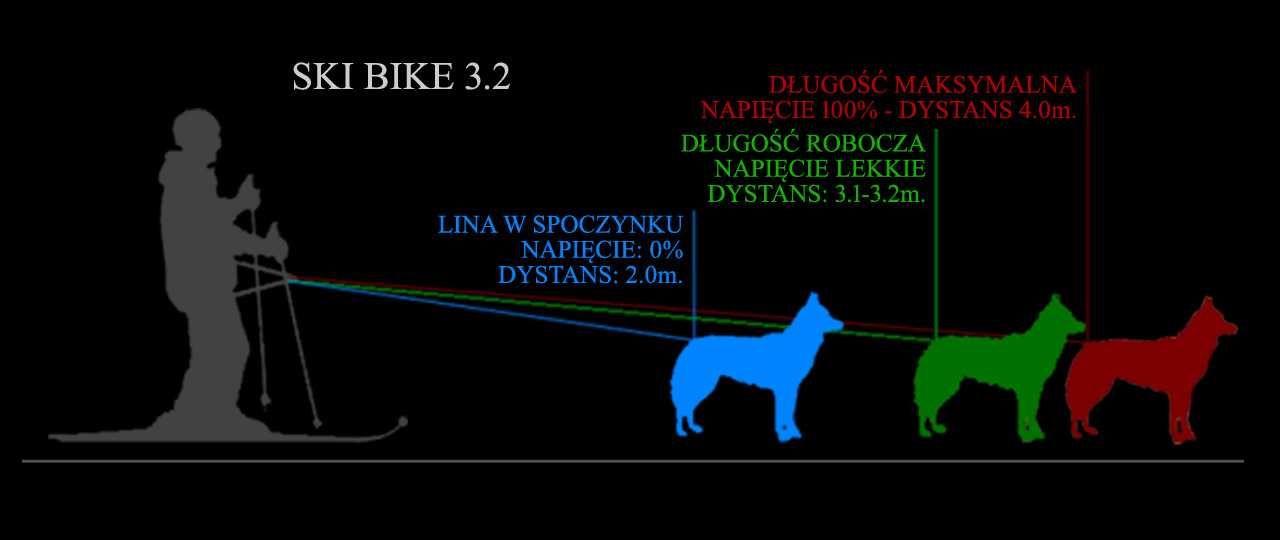 HIFICA SKIBIKE 3.2PA90 Lina/Smycz-Amortyzator Narty Rower dla Psa