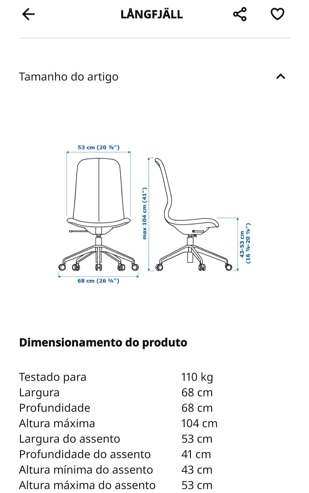 Cadeira escritório ikea