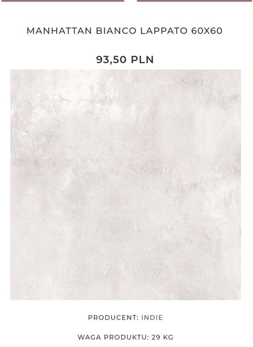 Płytki Manhattan 60x60 lapatto nowe