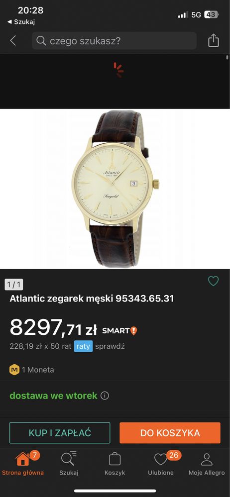 Zegarek złoty Atlantic 95343.65.31 14K