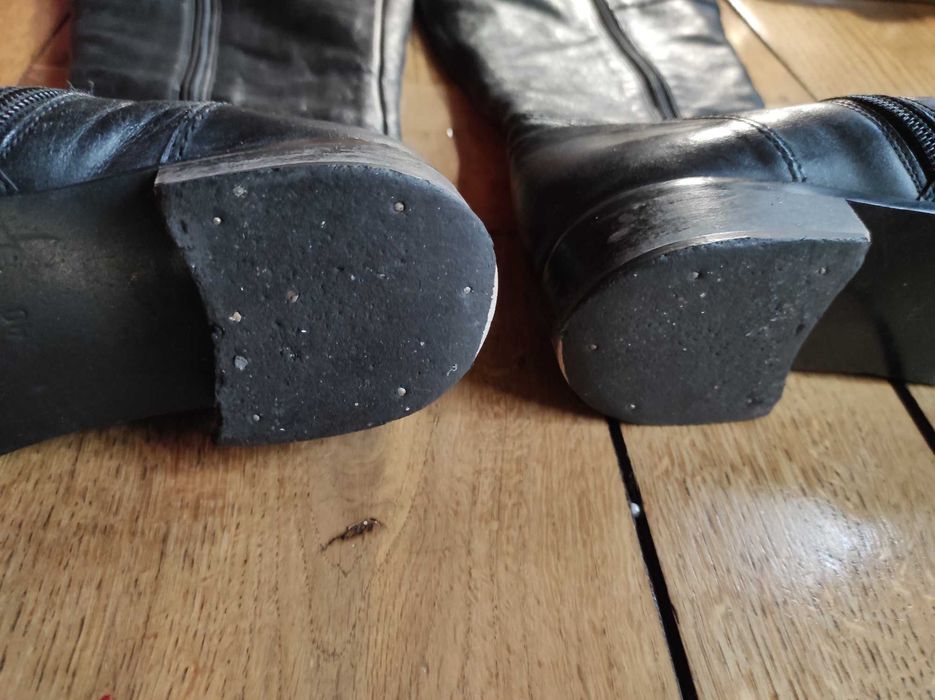 Kozaki RYŁKO , czarne oficerki, skóra rozm. 40