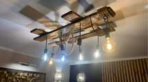 Lampa wisząca drewniana / żyrandol drewniany rekodzielo