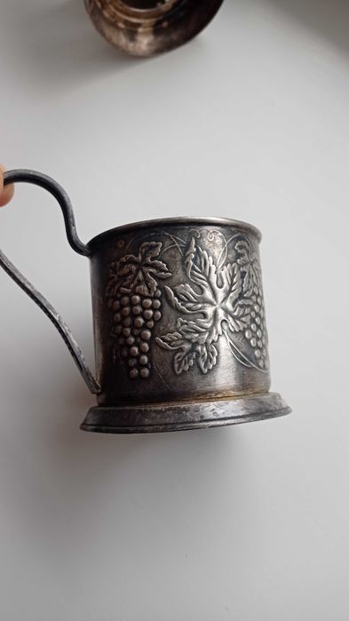 Подстаканники мельхиор. Космос. Виноград. Скань. Посеребряные .