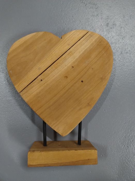 Serce Boho rzeźba drewno odzyskane Teak