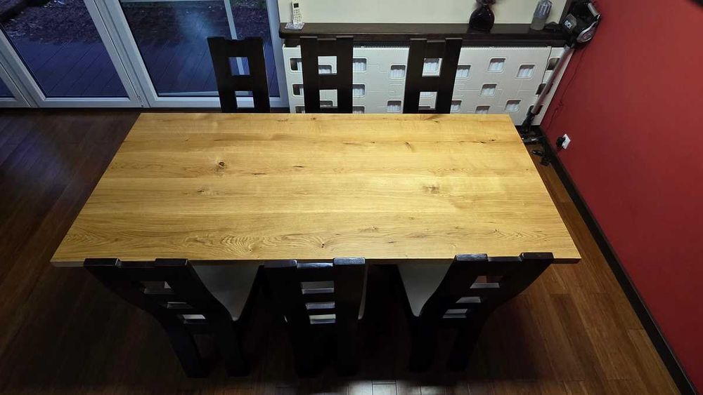 Stół dębowy 200x100 cm lite drewno dębowe nogi pająk