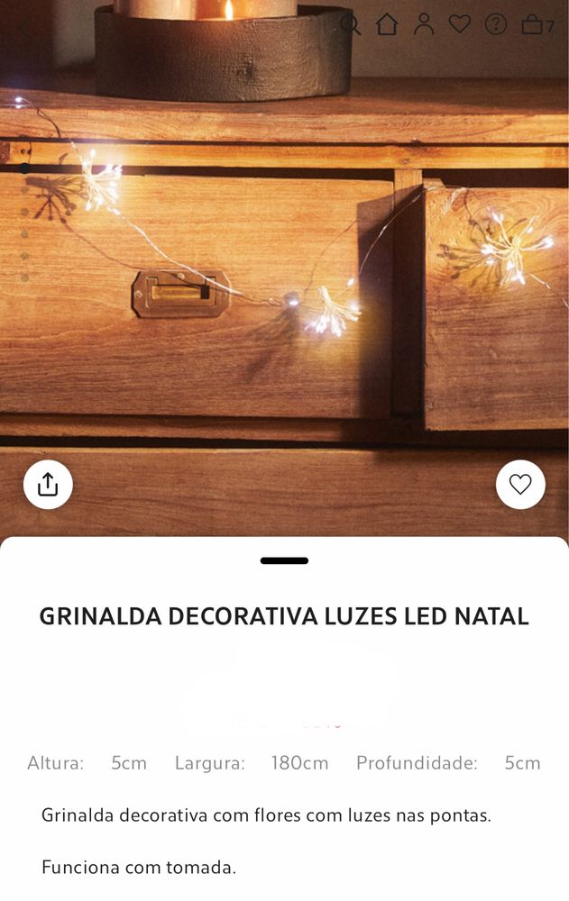 Grinalda Decorativa Luzes Led Zara Home NOVO