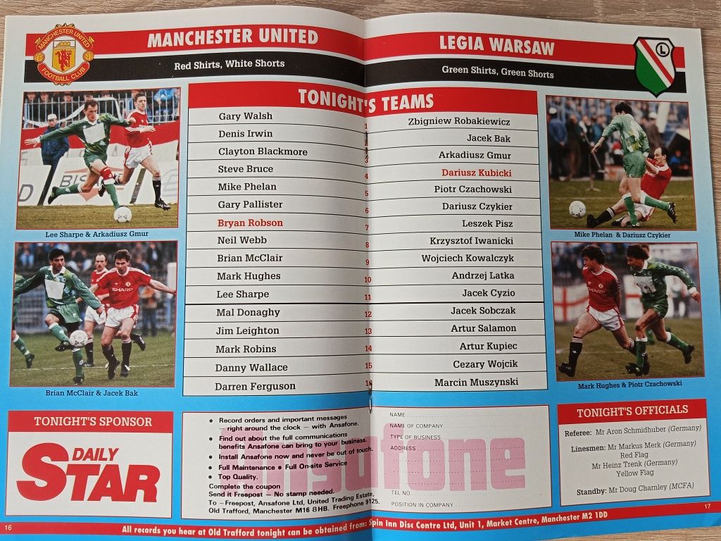 Manchester United programy meczowe 1990/1991  z PZP