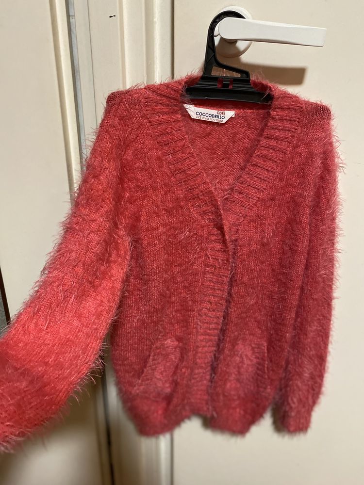 Sweterek malinowo -czerwony moherowy R. 122