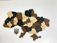 Карта України 3D на стіну. Деревʼяна карта України