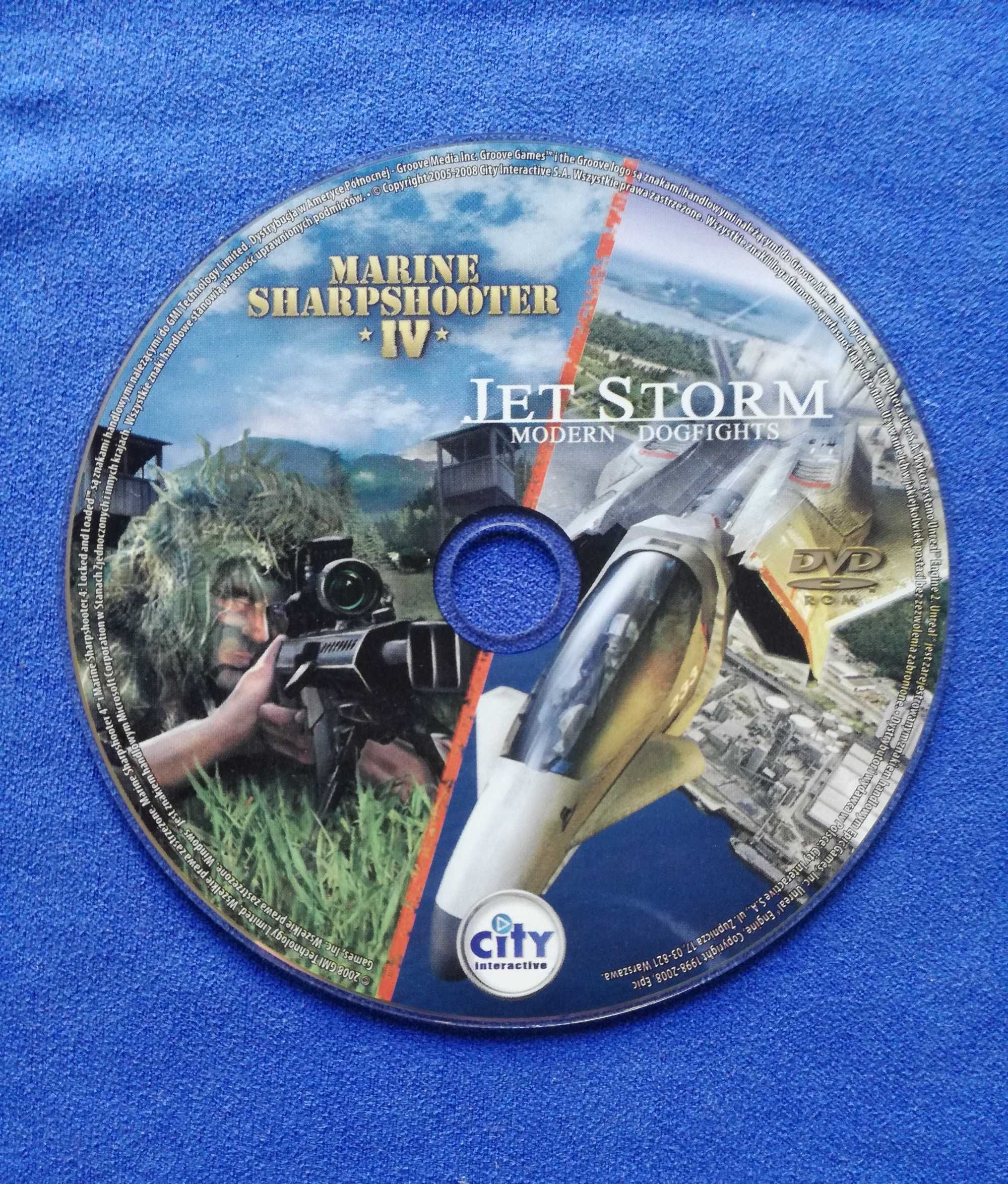 Zestaw używanych gier Jet Storm i Marine Sharpshooter IV na PC