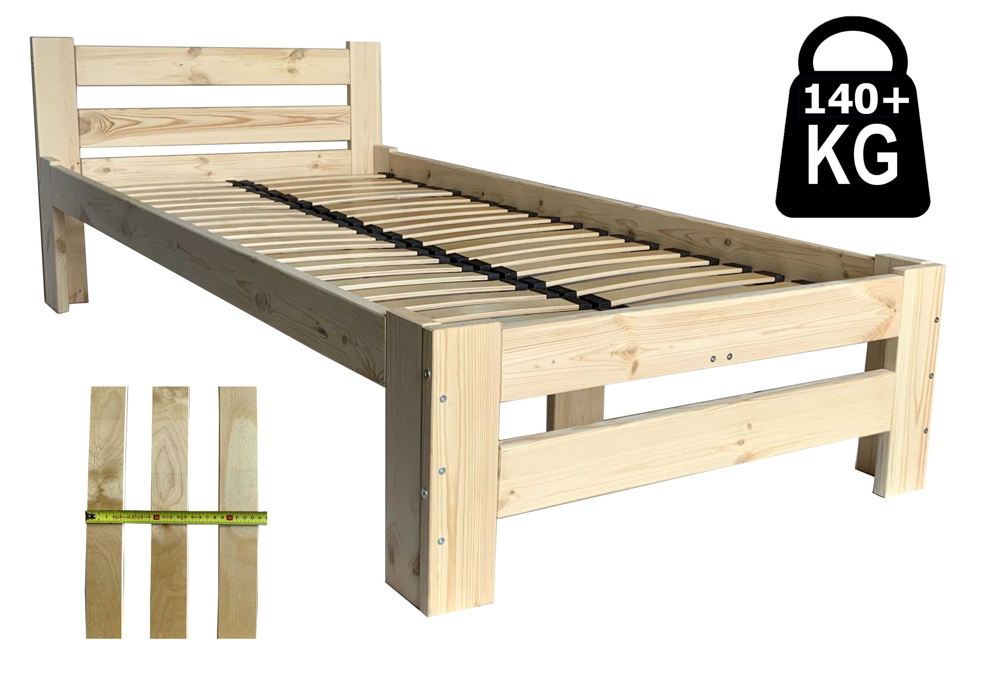 Łóżko 90x200 sosnowe drewniane GĘSTY GIĘTY STELAŻ 40 szt 140+kg