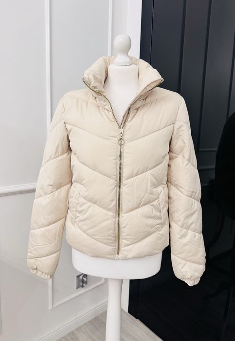 Elegancka kurtka w kolorze kremowym - rozmiar 34 XS