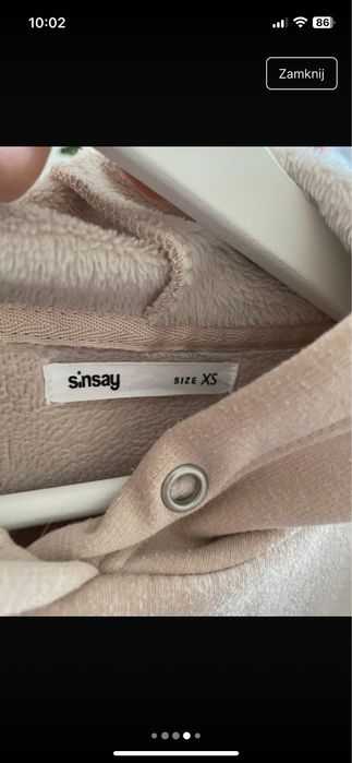 Bluza  damska beżowa z  kapturem ocieplana XS Sinsay