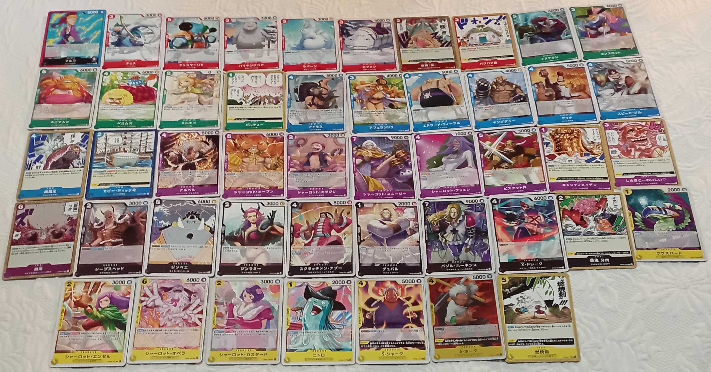lote de 349 cartas one piece  02, 03, 05, 06, eb01, 07, 08, 09 japones