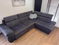 Sofa Naroznik prawy Lisbona 2 BRW welur antracyt z funkcja spania