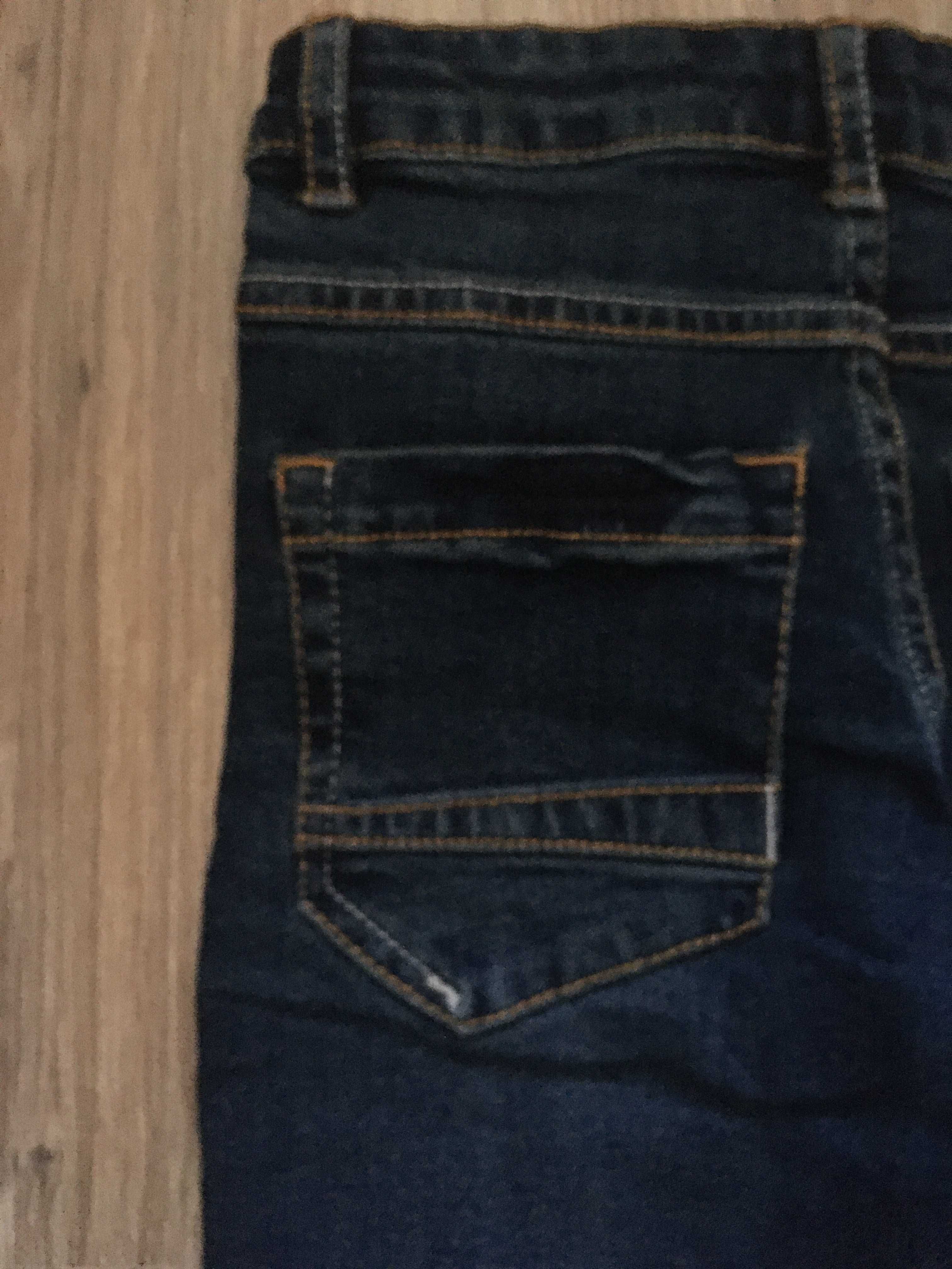 NOWE Spodnie jeansowe z odblaskami r.116, kosmos + potwór