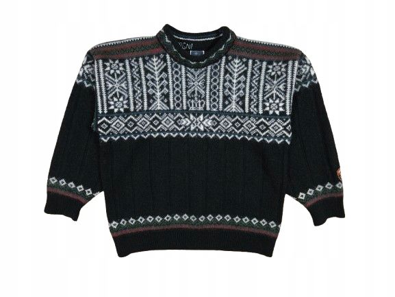 DALE Of Norway Sweter Gruby Wełniany Wzór Logo r. M