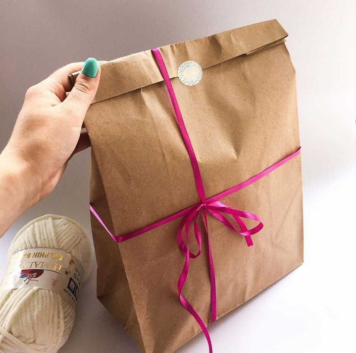 Паперові крафт пакети без ручок - коричневі, білі, кольорові