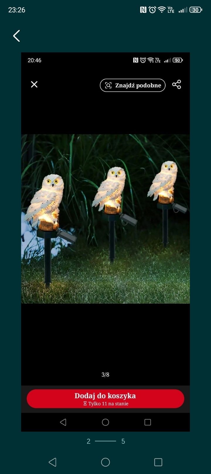 Lampion LED solarny sowa.