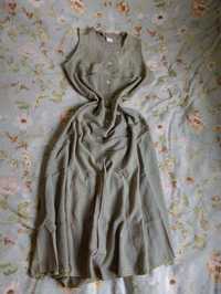 Sukienka długa midi ramiączkac wiązana guzikami zapinana kratę lata 90