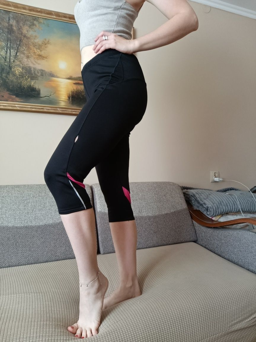 Damskie kolarki legginsy na rower rybaczki czarne materiałowe sportowe