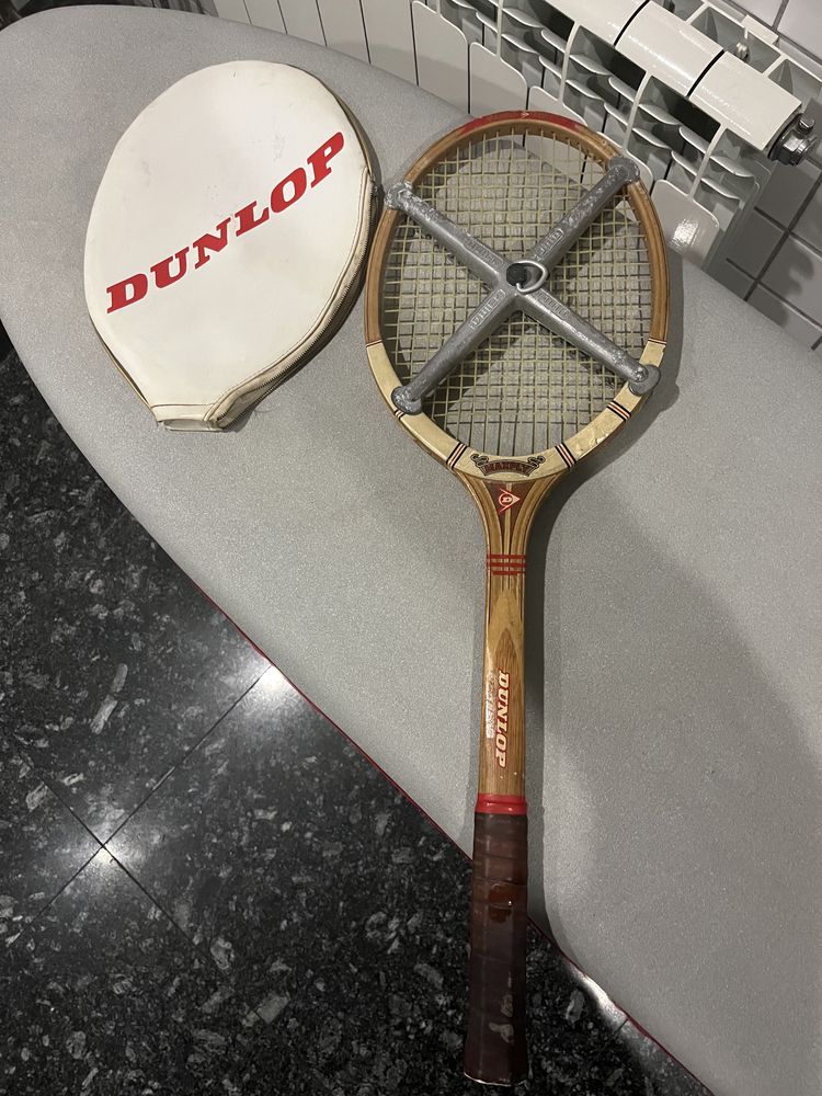 Raquete Vintage Dunlop Maxply medium 4 madeira+capa+esticador de corda