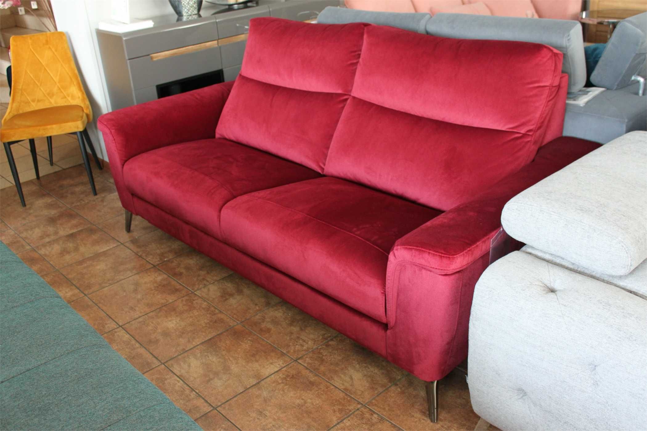 Komfortowa sofa VERBENA -30%  Vero spanie na materacu bordowa