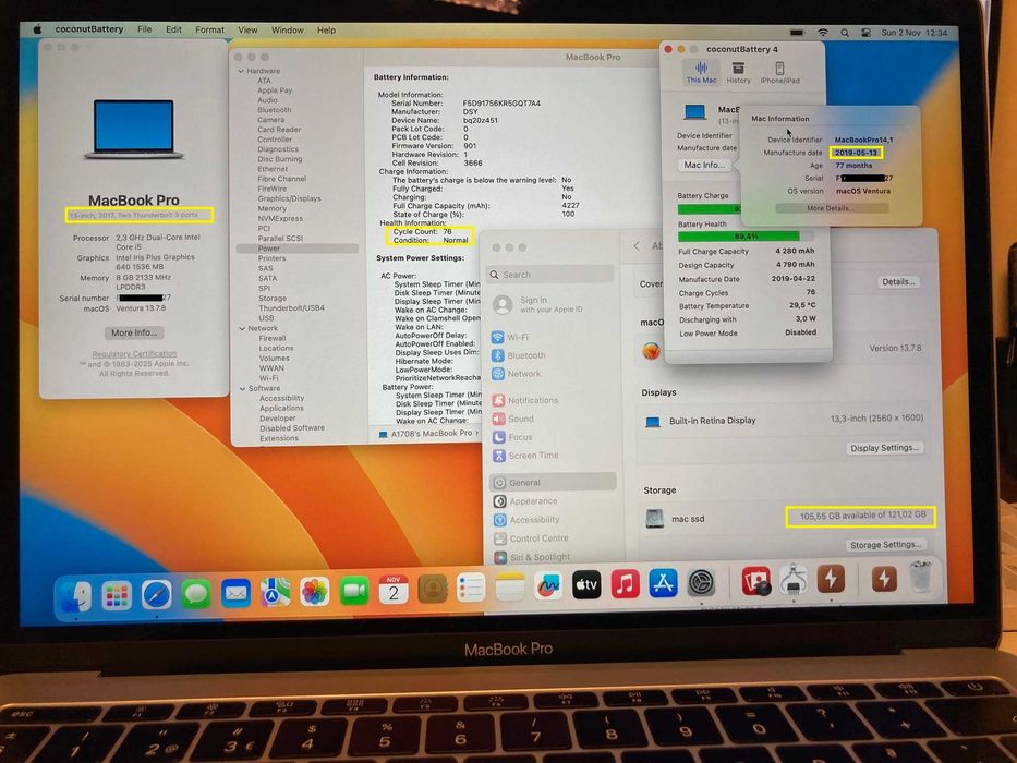 MacBook Pro Retina 13" 2017 / 256 GB SSD / i5 / 8 GB64284416067587121