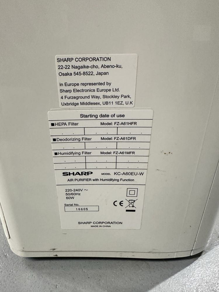 Oczyszczacz sharp kc-a60eu-w