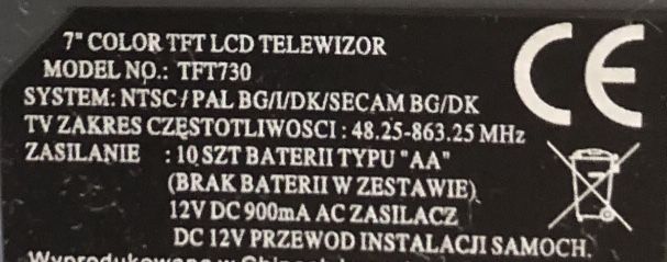 Kolekcjonerski TELEWIZOR 7” Color LCD  TFT 730 - CENA DO NEGOCJACJI!