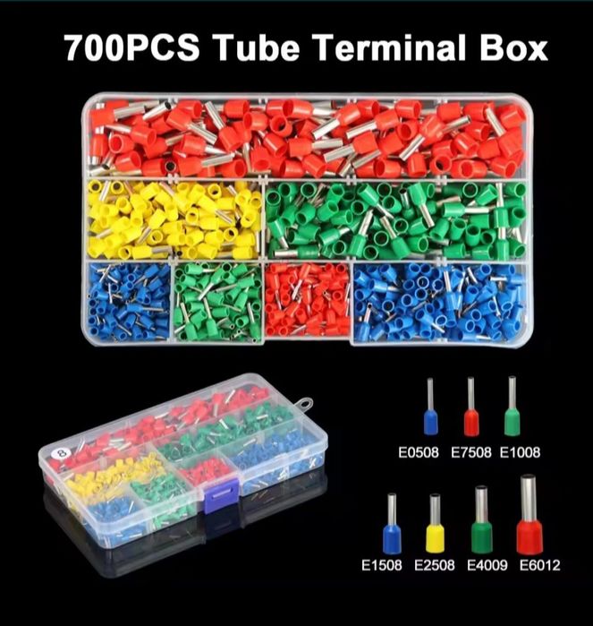 Набор наконечников-муфт 700 шт клеммы для обжима кабелей наконечник